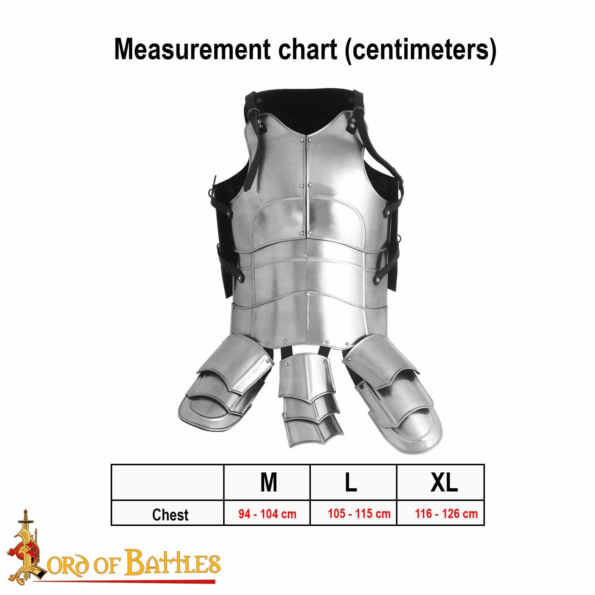 Lord Of Battles Ritter-Kostüm Fantasy Ritter Rüstung Kürass Brustpanzer poliert 20 Gauge M