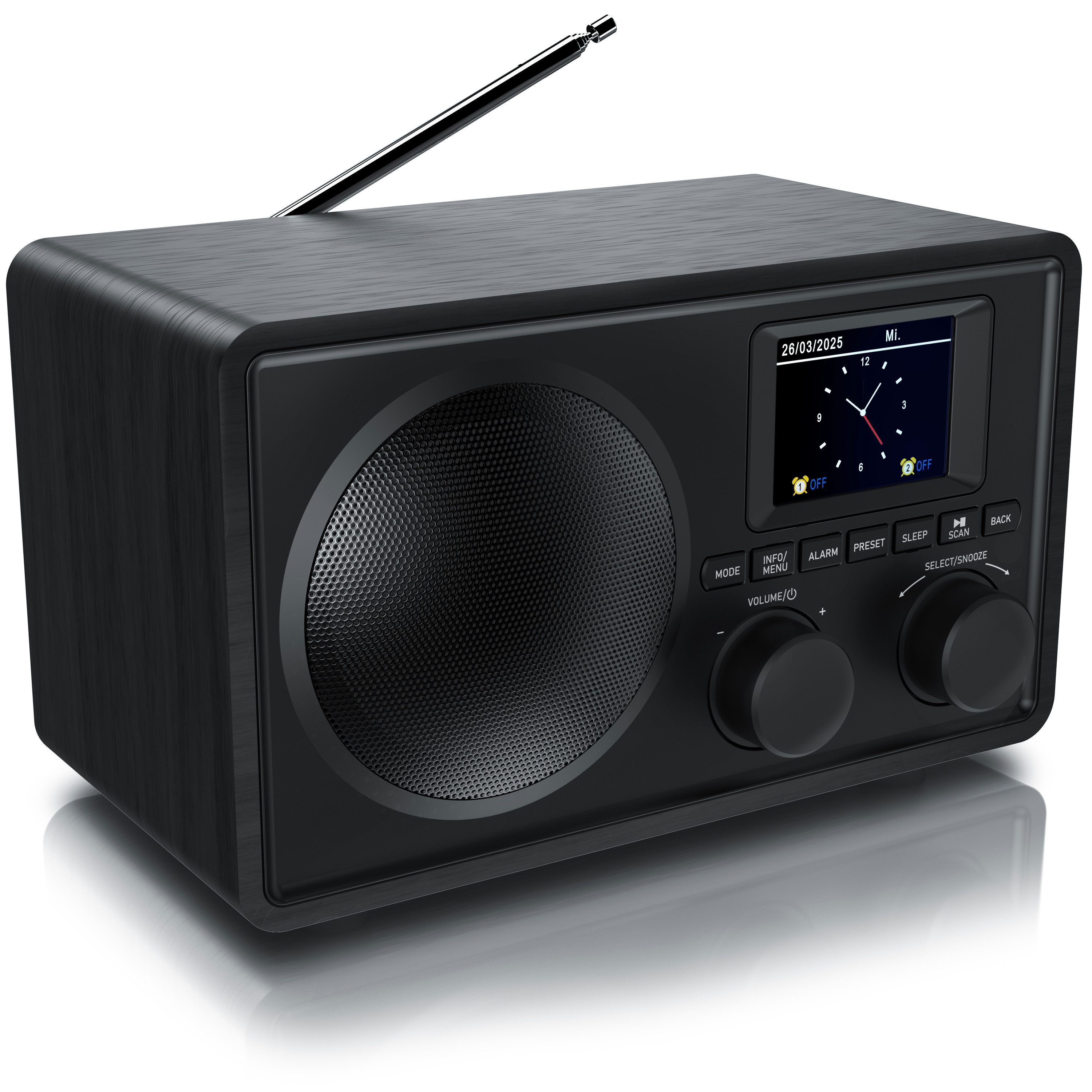 BEARWARE Radio mit TFT Display, Küchenradio digital, UKW FM, Wecker, Bluetooth Digitalradio (DAB) (Digitalradio (DAB), UKW (FM), Automatischer & manueller Suchlauf, Equalizer, DAB, USB, AUX, 2 Alarme)