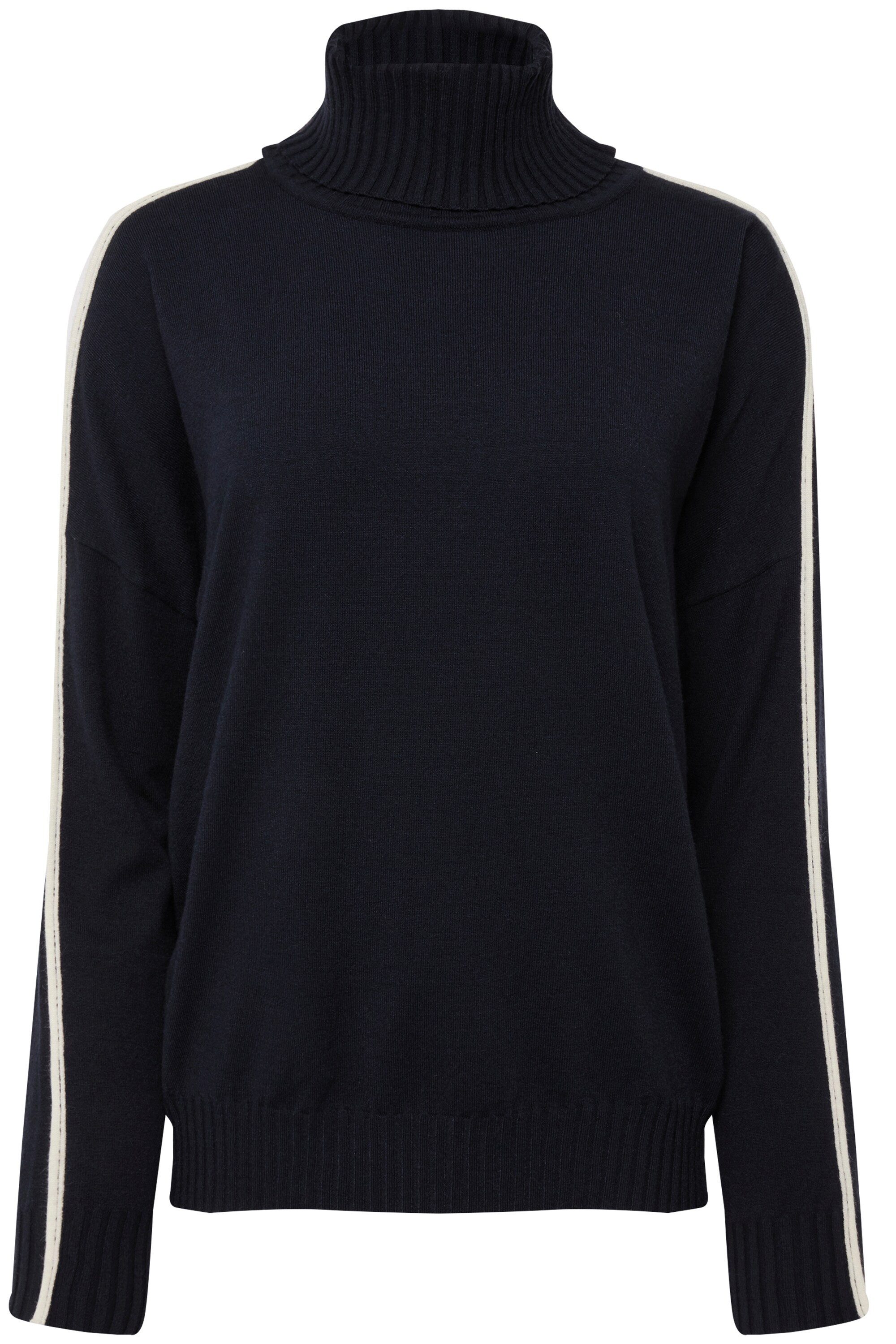 Laurasøn Strickpullover Pullover Stehkragen Langarm Schmuckstreifen günstig online kaufen