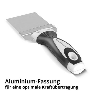 STAHLWERK Tapetenspachtel Spachtel 80 mm hochwertige Profi Edelstahl (Packung, 1-St) Malerspachtel / Putzspachtel mit Aluminium-Fassung