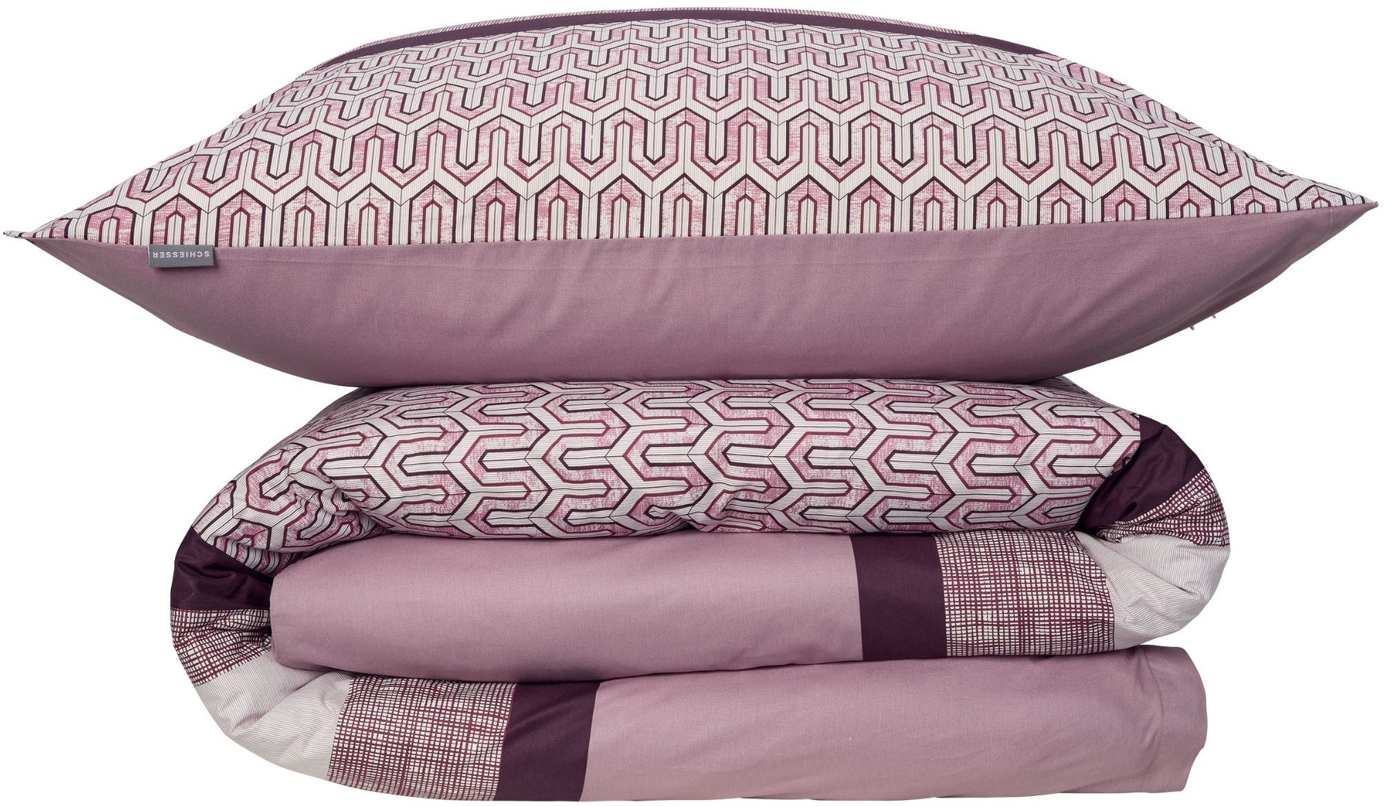 Schiesser Bettwäsche Siena aus weicher Baumwolle mit aufwendigem Muster, Renforcé, 2 teilig, Made in Green