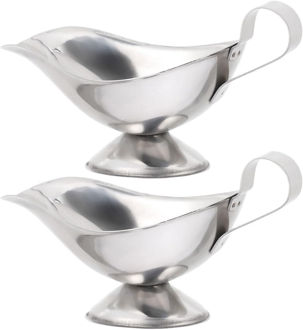 FELIXLEO Sauciere Edelstahl Sauciere 2er Set 17x8 cm mit Ausguss Soßenkrug, (1-tlg)