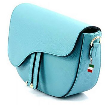 FLORENCE Schultertasche Florence Umhängetasche Echtleder Tasche (Schultertasche), Damen Leder Schultertasche, Umhängetasche, hellblau ca. 22cm