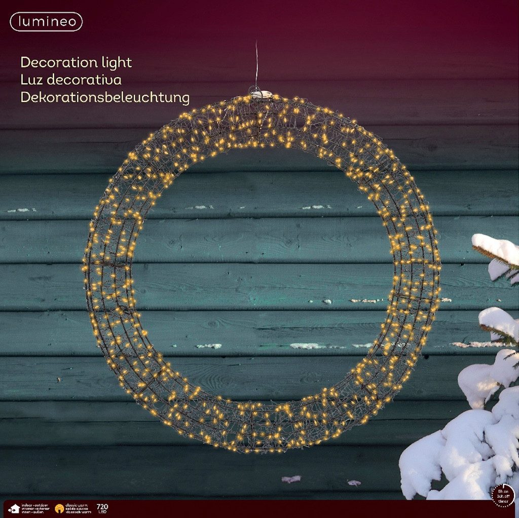 Kaemingk Dekokranz Lumineo LED-Kranz Metall schwarz, IP44