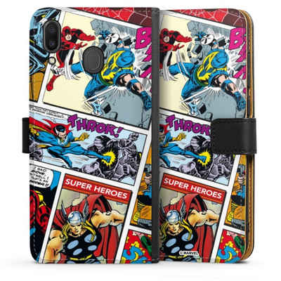 DeinDesign Handyhülle Marvel Retro Comic Blue, Samsung Galaxy M20 Hülle Handy Flip Case Wallet Cover