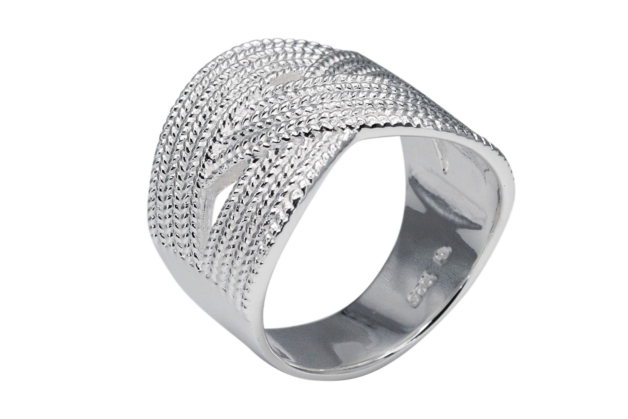 SILBERMOOS Silberring Feiner Flechtring, 925 Sterling Silber