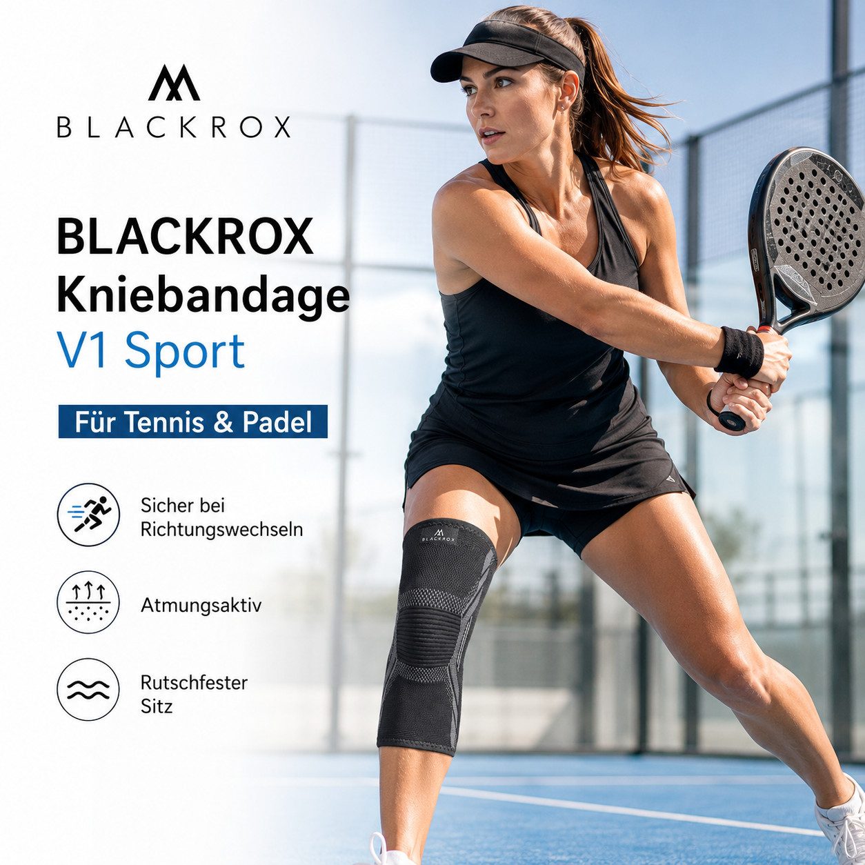 BLACKROX Kniebandage [Vergleichssieger 2026] Gr. S-XL, V1, Damen & Herren