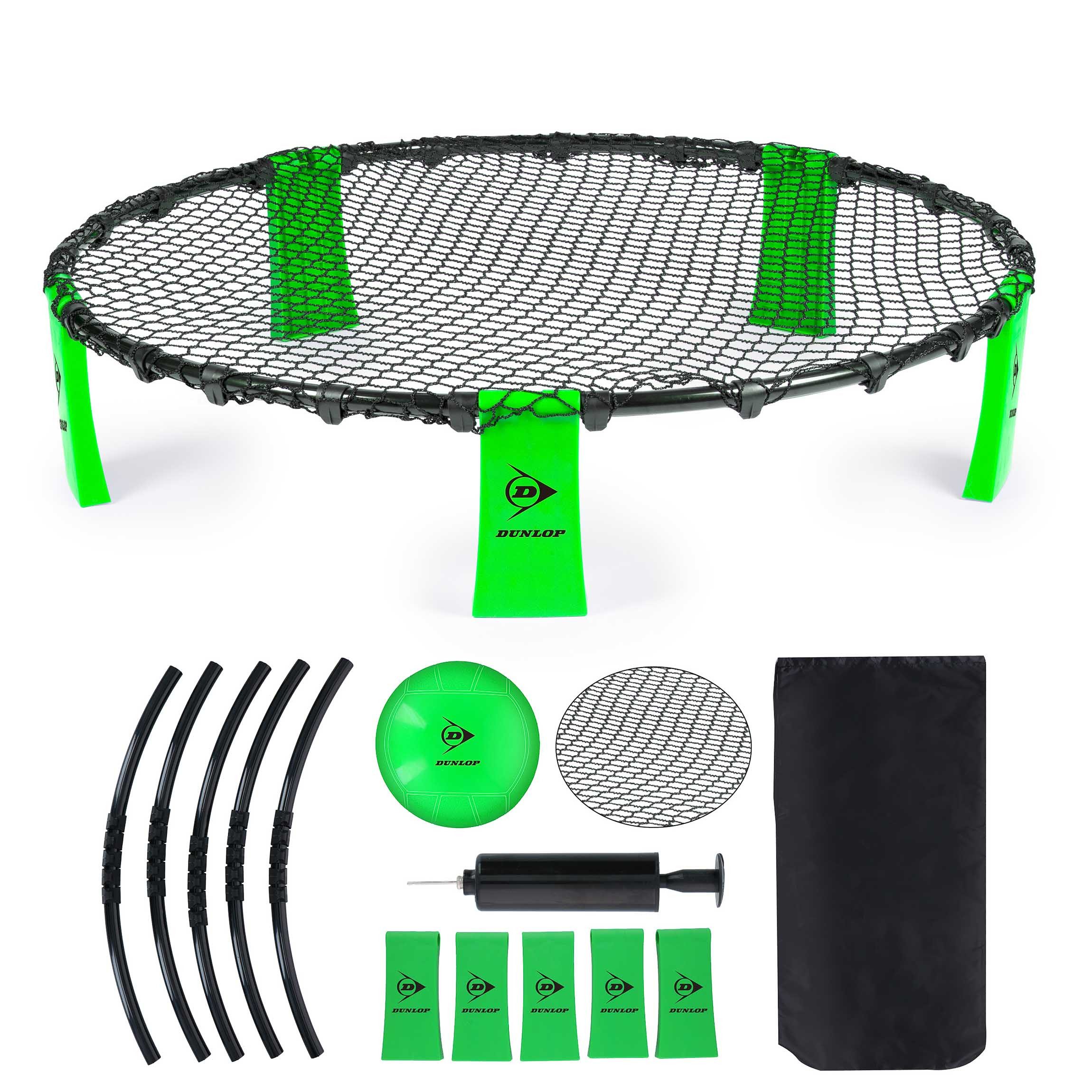 Dunlop Spielball Ball Netz Spiel (Set mit Ball, Luftpumpe, stabilem Rahmen, Rundnetz, Tragetasche), Spyderball-Spiel
