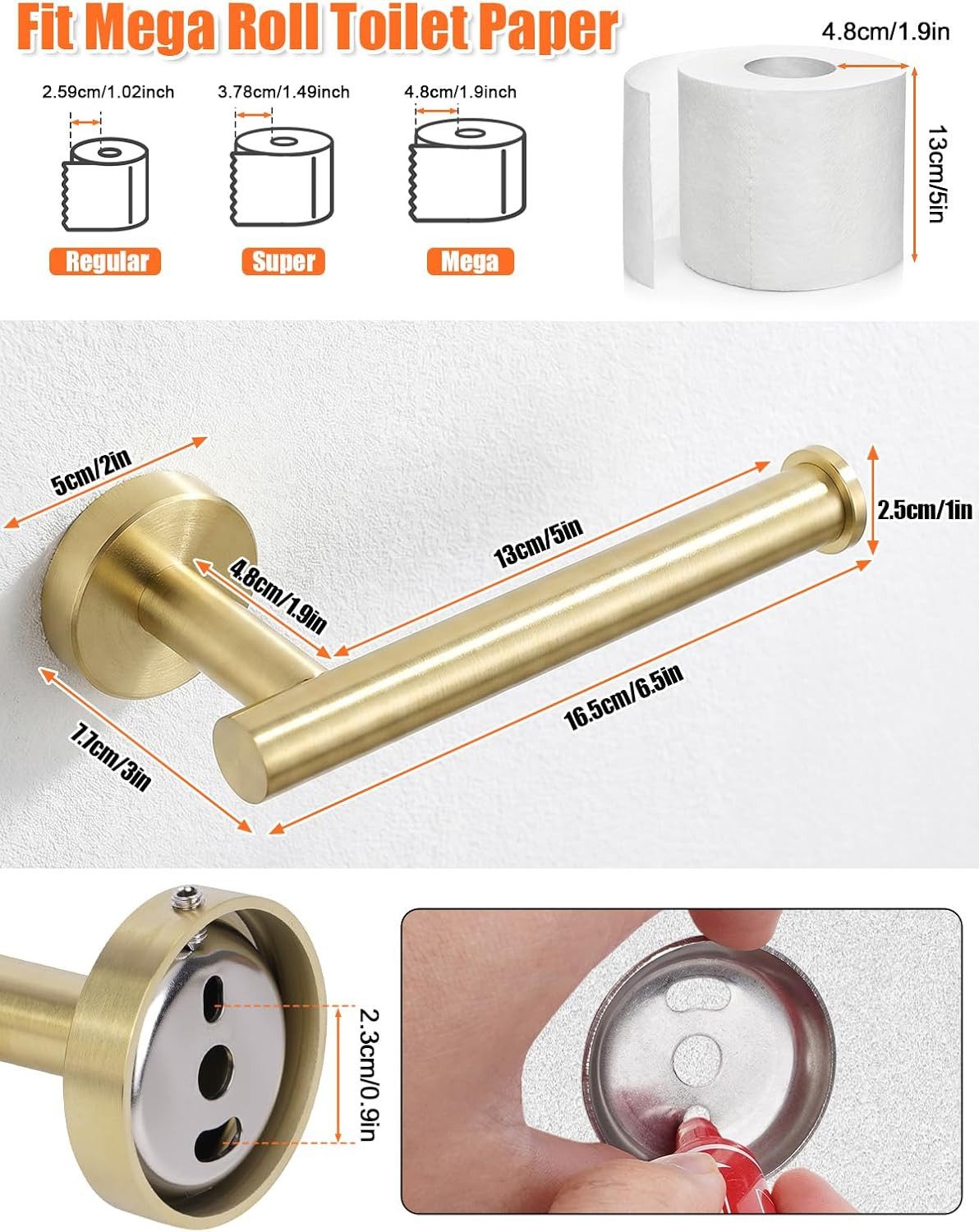 FELIXLEO Toilettenpapierhalter YUET Klorolle Halterung Edelstahl Gebürstetes Gold Toilettenpapier (1-St) – Bild 2 von 5