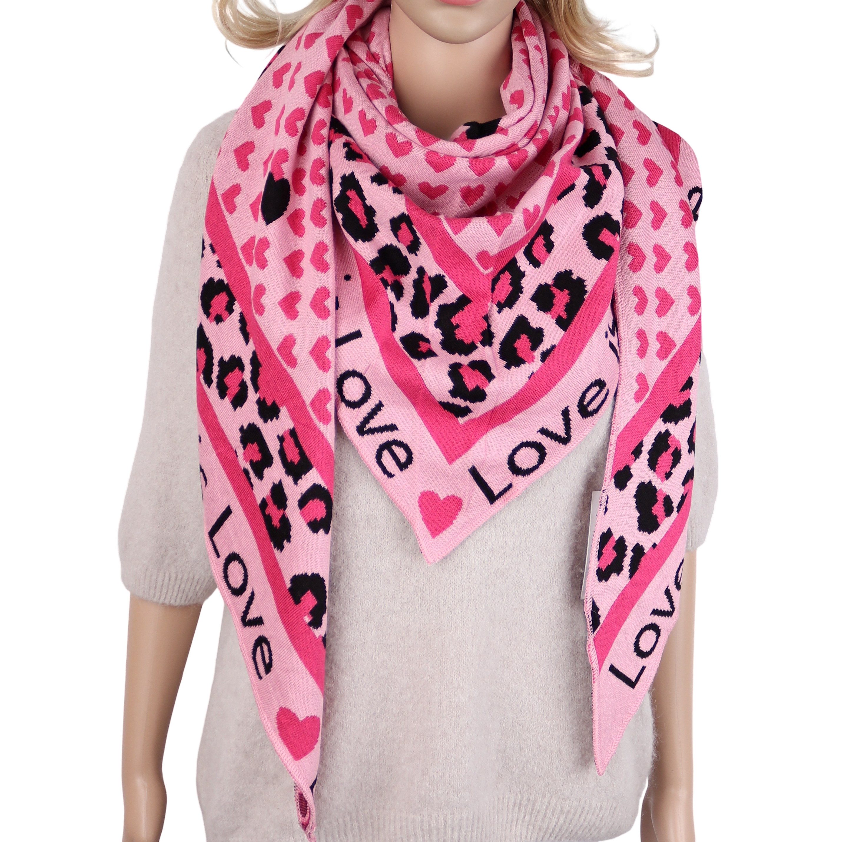 MIRROSI Dreieckstuch Damen Dreieckschal Herzmuster 86x170 cm, Love is Love, (Neue Kollektion Herbst/Winter 2026), weicher Schal mit …