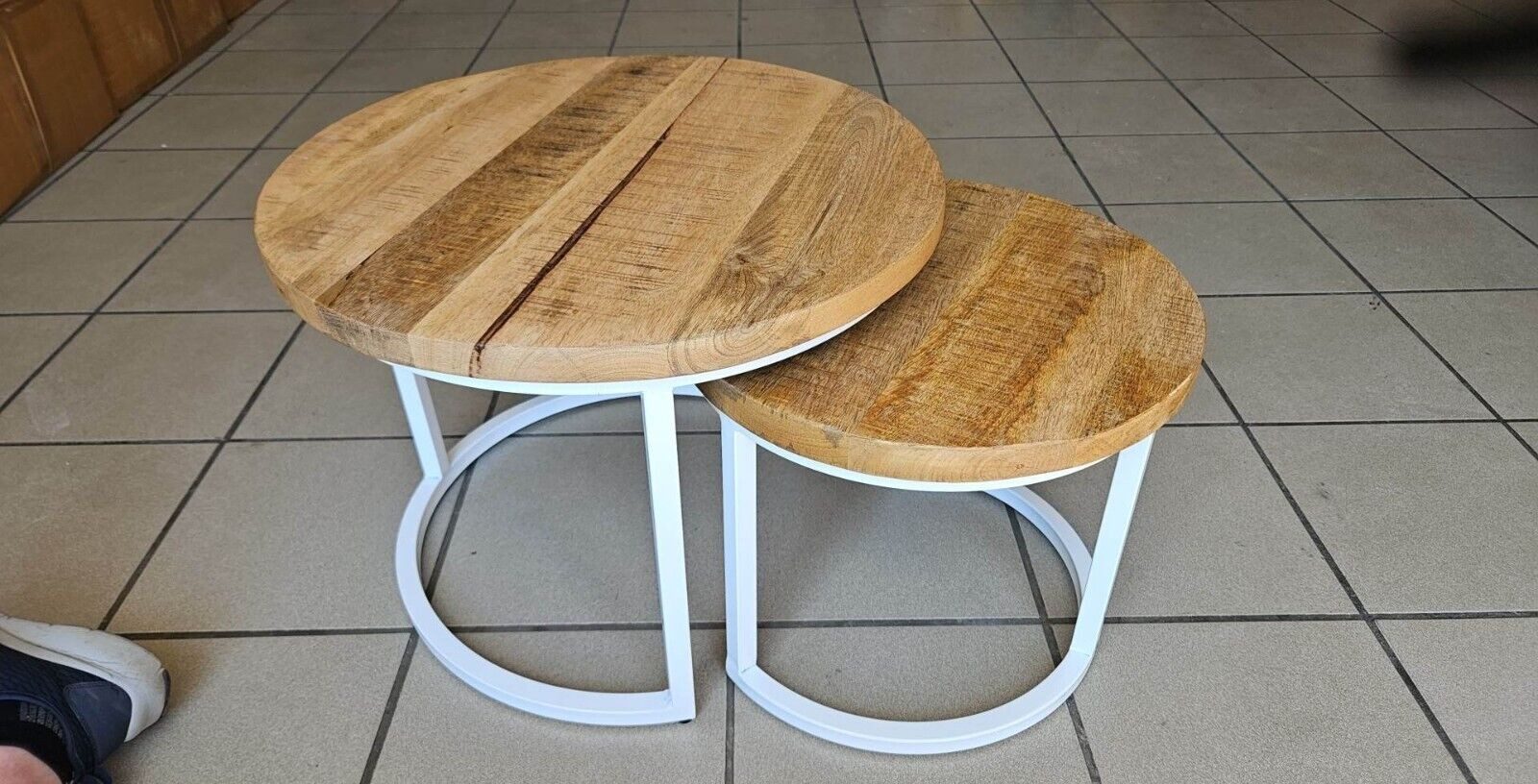 Couchcenter Couchtisch 2er Set Couchtische Satztische Sam Mango Holz Metall (2er Set), 2er Set – Bild 4 von 4