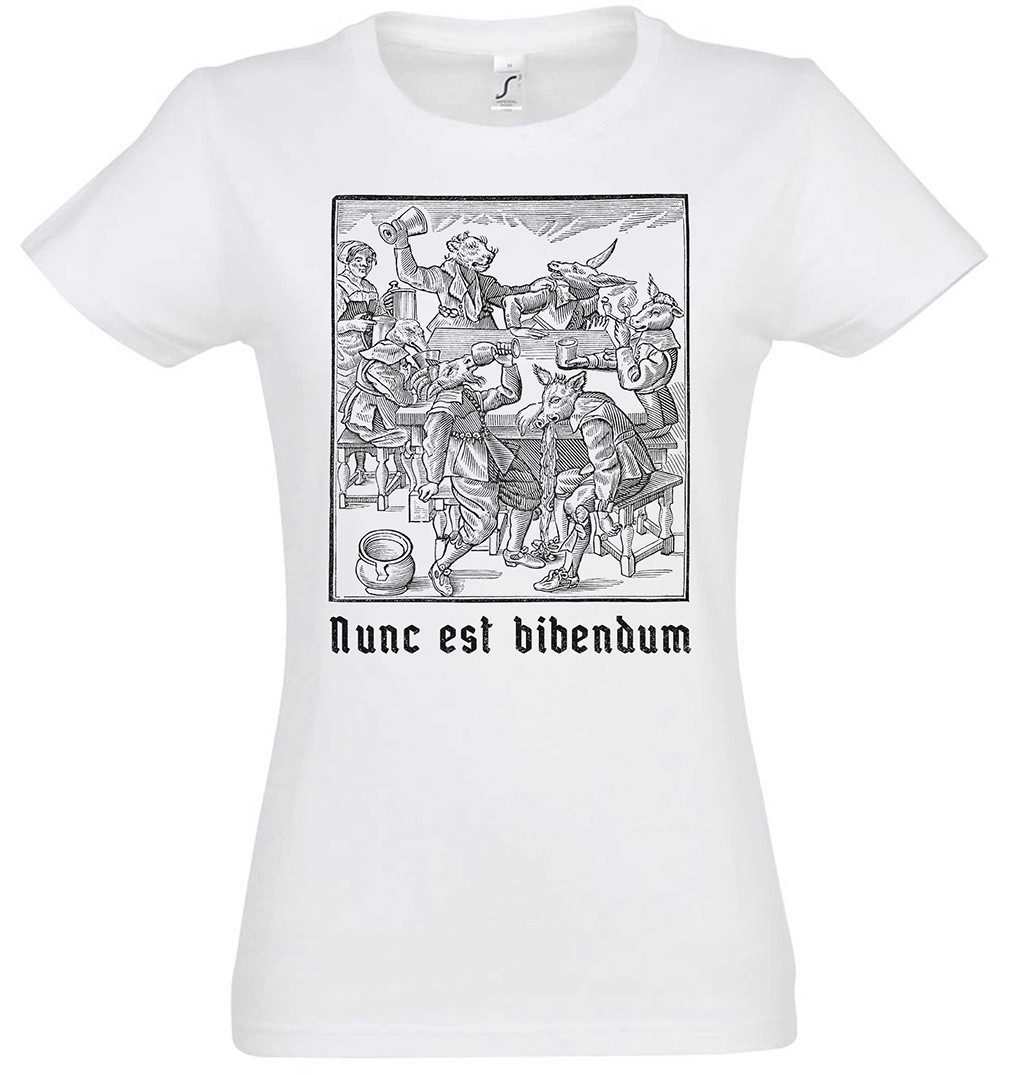 Urban Backwoods Print-Shirt Nunc Est Bibendum Damen T-Shirt Latein Trinken Latin Party Uni Latinum (1-tlg) Saufen Betrunken Drinking Get