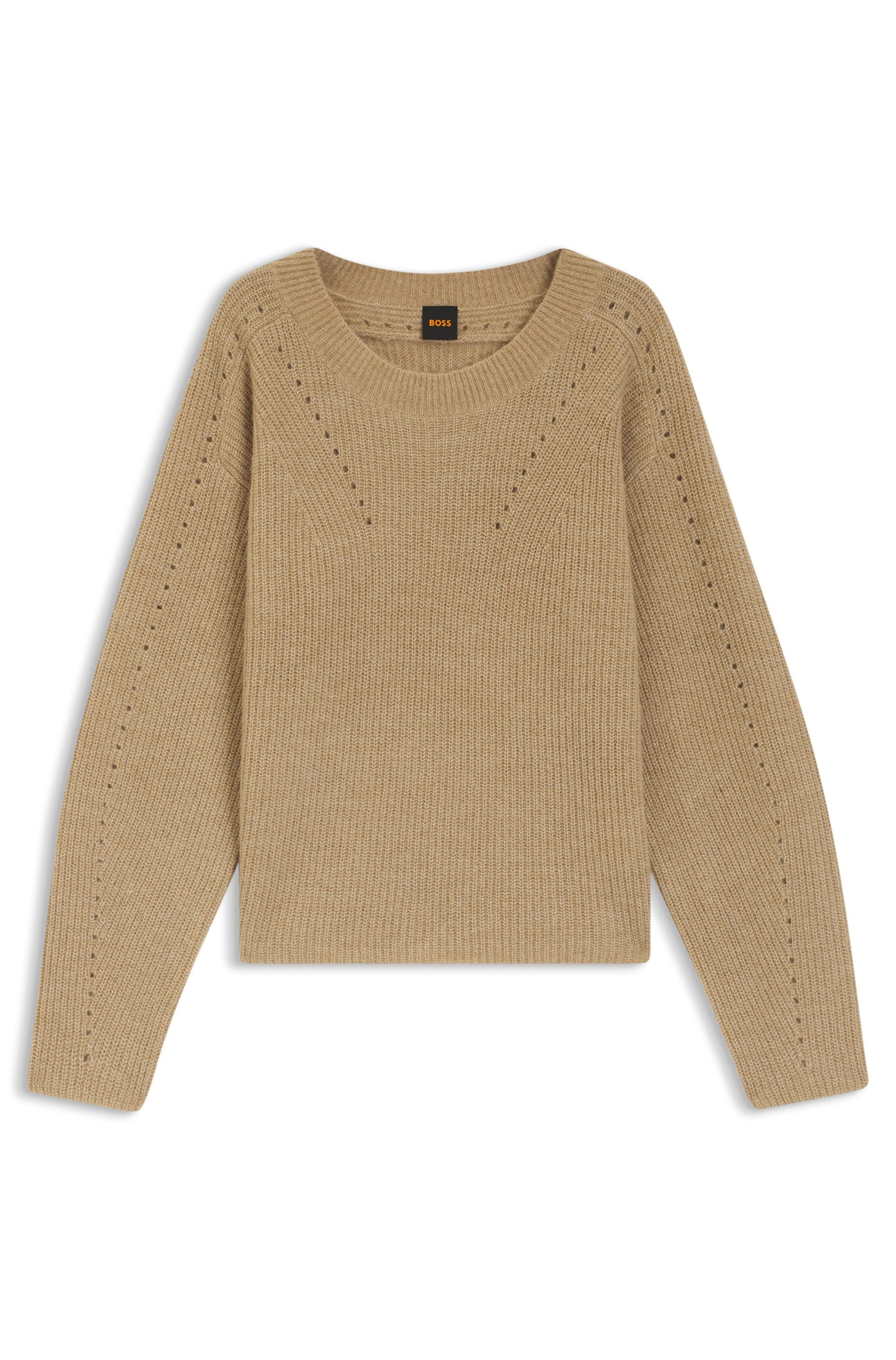 BOSS ORANGE Вязаные свитера Fenne Premium Damenmode mit Ajourlochmuster