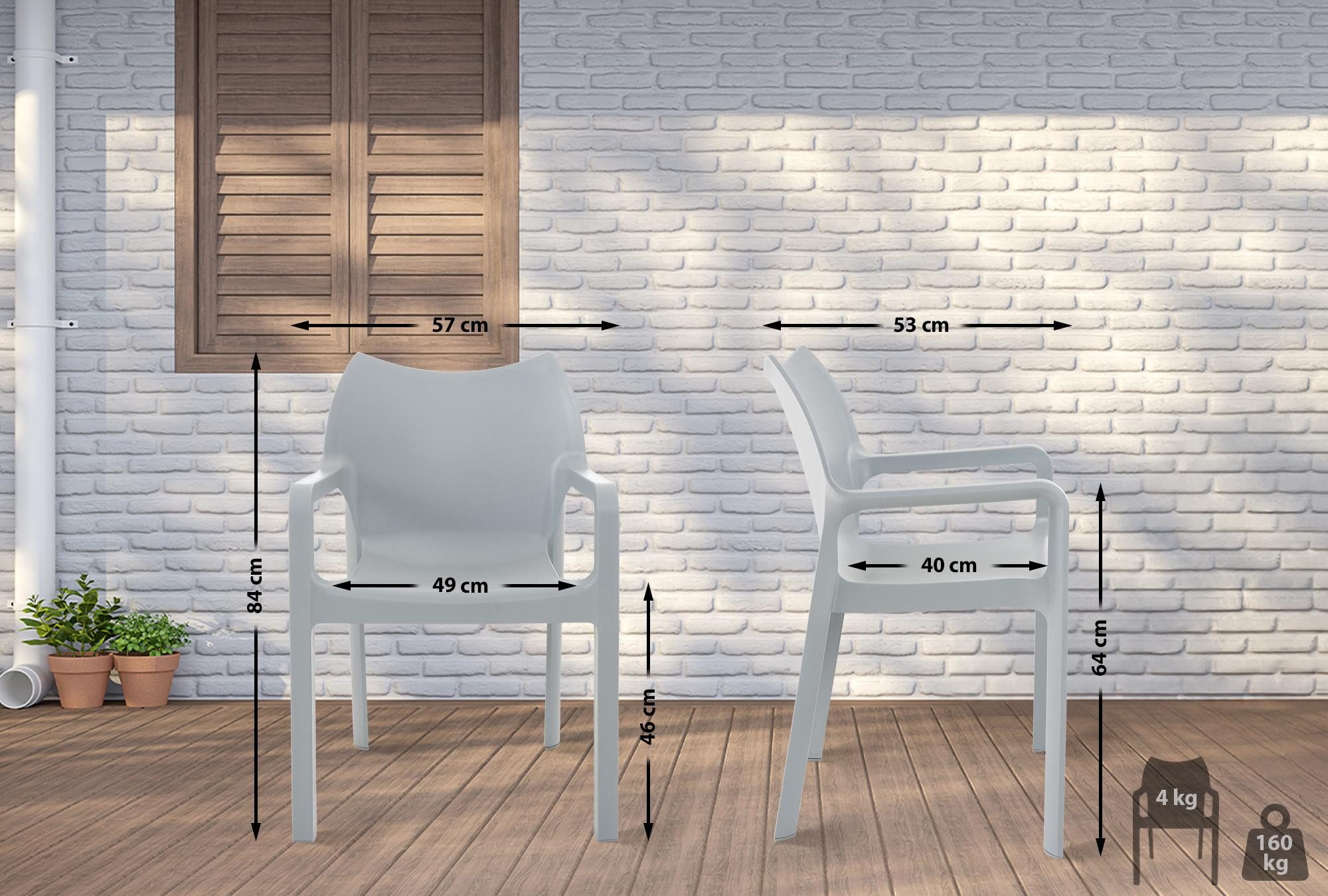 CLP Gartenstuhl Diva (4er Set, 4 St), stapelbar, wetter- und UV-beständig