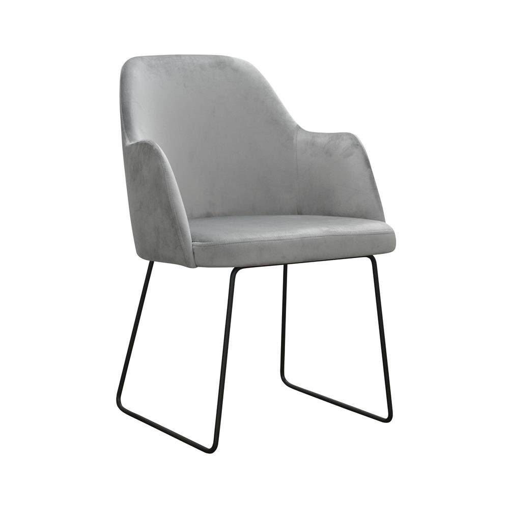 Set Moderne Armlehne Gruppe Garnitur Stuhl, Grau Lehnstühle 6 Stühle Polster Design JVmoebel