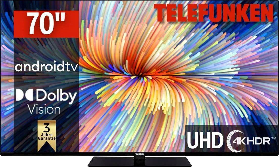 4K HD, cm/70 Android Smart-TV, D70V950M2CWH Telefunken Dolby (177 Zoll, TV, LED-Fernseher Ultra